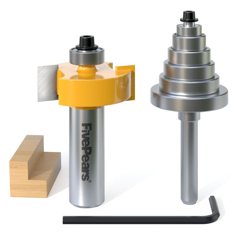 FivePears 1/2 Inch Shank Rabbet Router Bit with 6 Bearings Set, Adjustable Multiple Depths 1/8", 1/4", 5/16", 3/8", 7/16", 1/2" for Beginner DIY Woodwork â€¦ - Image 1